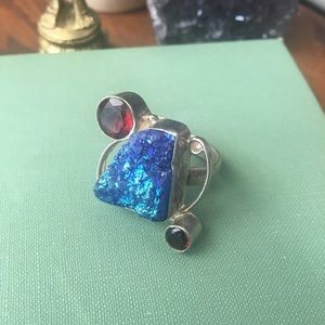 One-of-a-kind! 925 Silver Druzy Ring